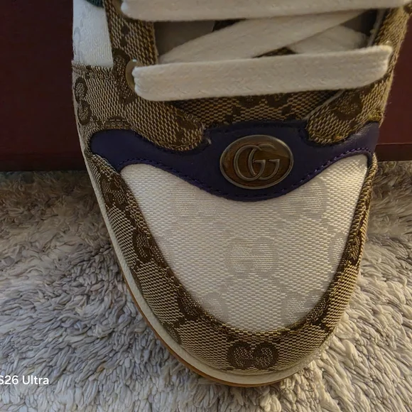 Gucci GG Supreme Web Stripe Leather & Monogram Sneaker - Beige/White/Green/Red - Picture 3 of 8
